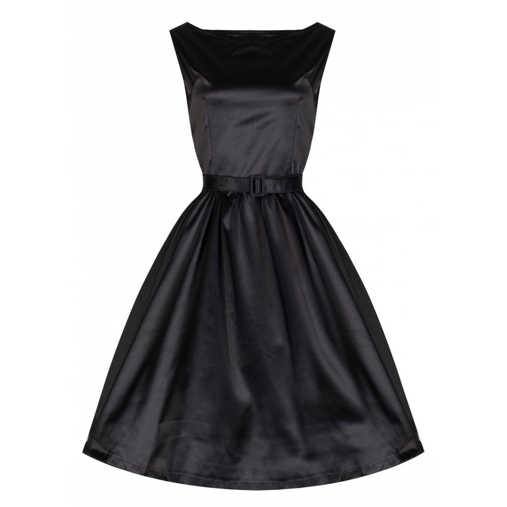 Lindy Bop Audrey: Black Satin Swing Dress